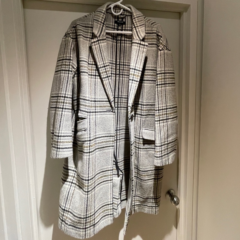 Madewell Plaid Bryant Coat Grey Size M